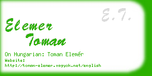 elemer toman business card